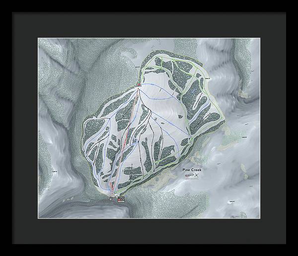 Pine Creek Ski Trail Map - Framed Print - Powderaddicts