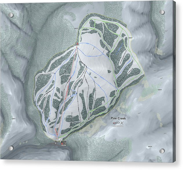 Pine Creek Ski Trail Map - Acrylic Print - Powderaddicts