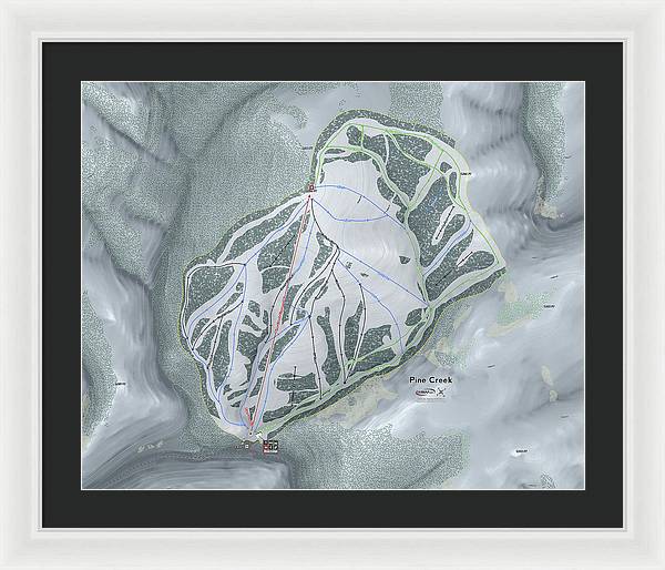 Pine Creek Ski Trail Map - Framed Print - Powderaddicts