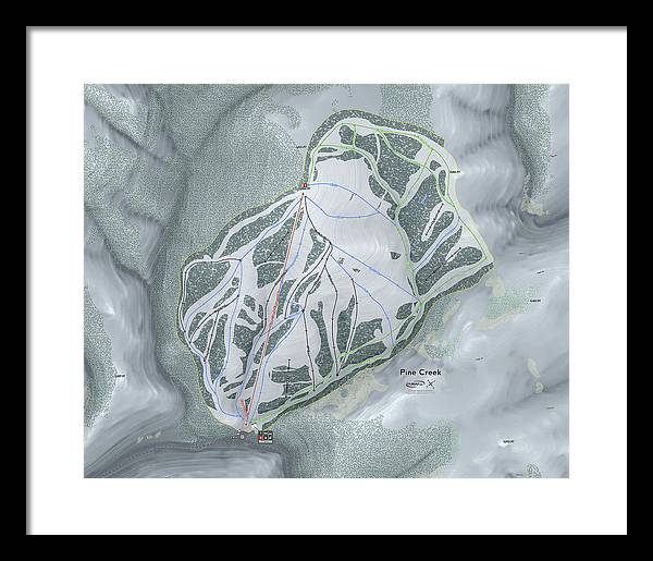Pine Creek Ski Trail Map - Framed Print - Powderaddicts