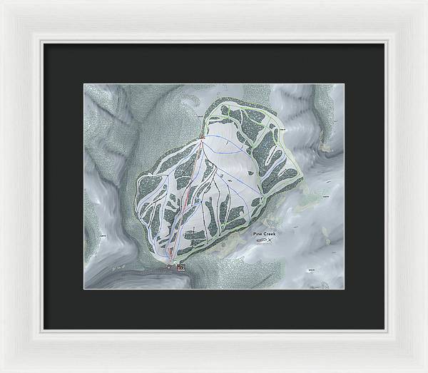 Pine Creek Ski Trail Map - Framed Print - Powderaddicts