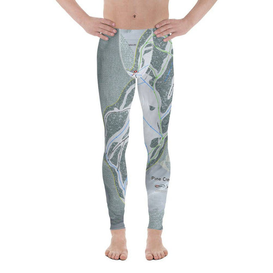 Pine Creek, Wyoming Ski Trail Map Men's Base Layer Bottom - Powderaddicts