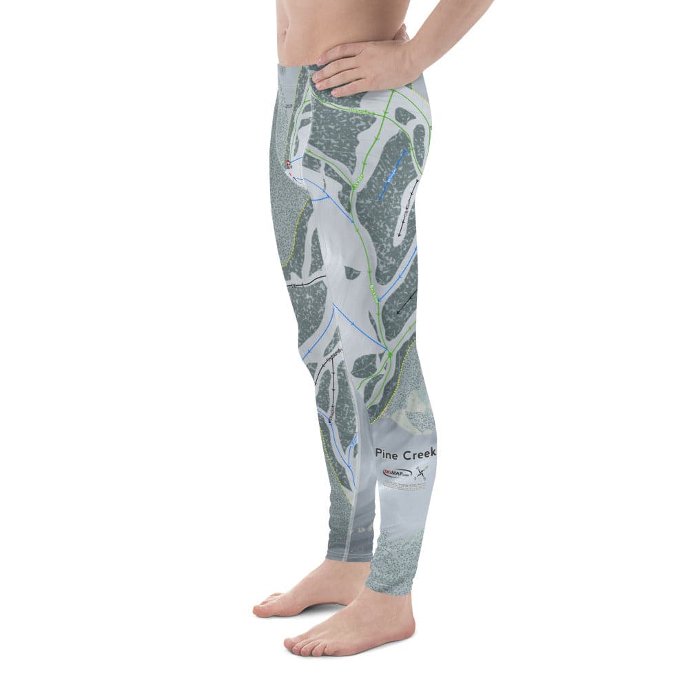 Pine Creek, Wyoming Ski Trail Map Men's Base Layer Bottom - Powderaddicts