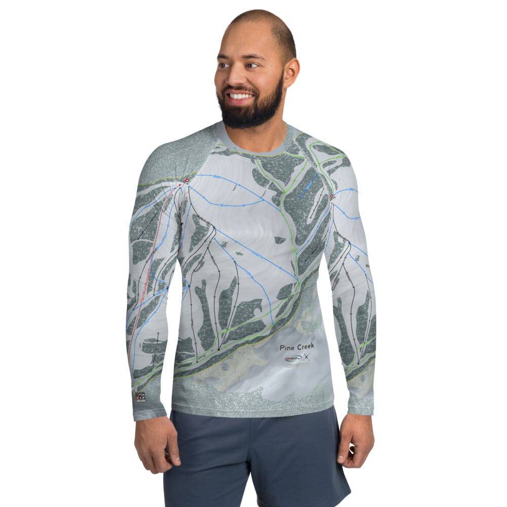 Pine Creek, Wyoming Ski Trail Map Men's Base Layer Top