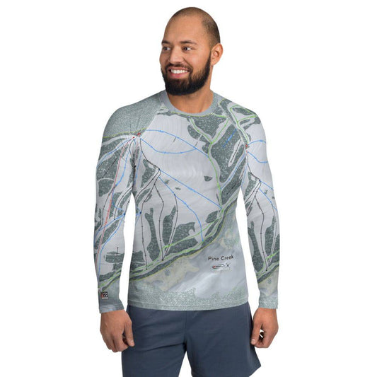 Pine Creek, Wyoming Ski Trail Map Men's Base Layer Top - Powderaddicts