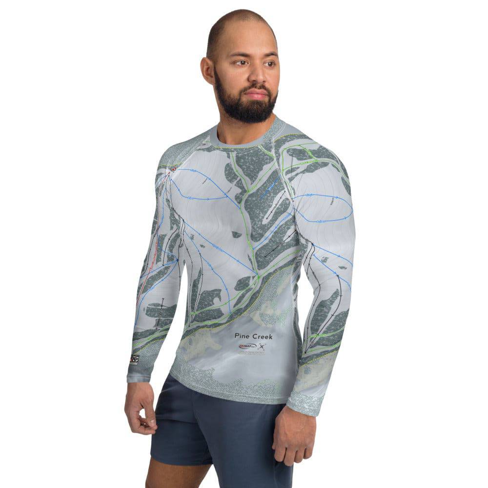 Pine Creek, Wyoming Ski Trail Map Men's Base Layer Top - Powderaddicts