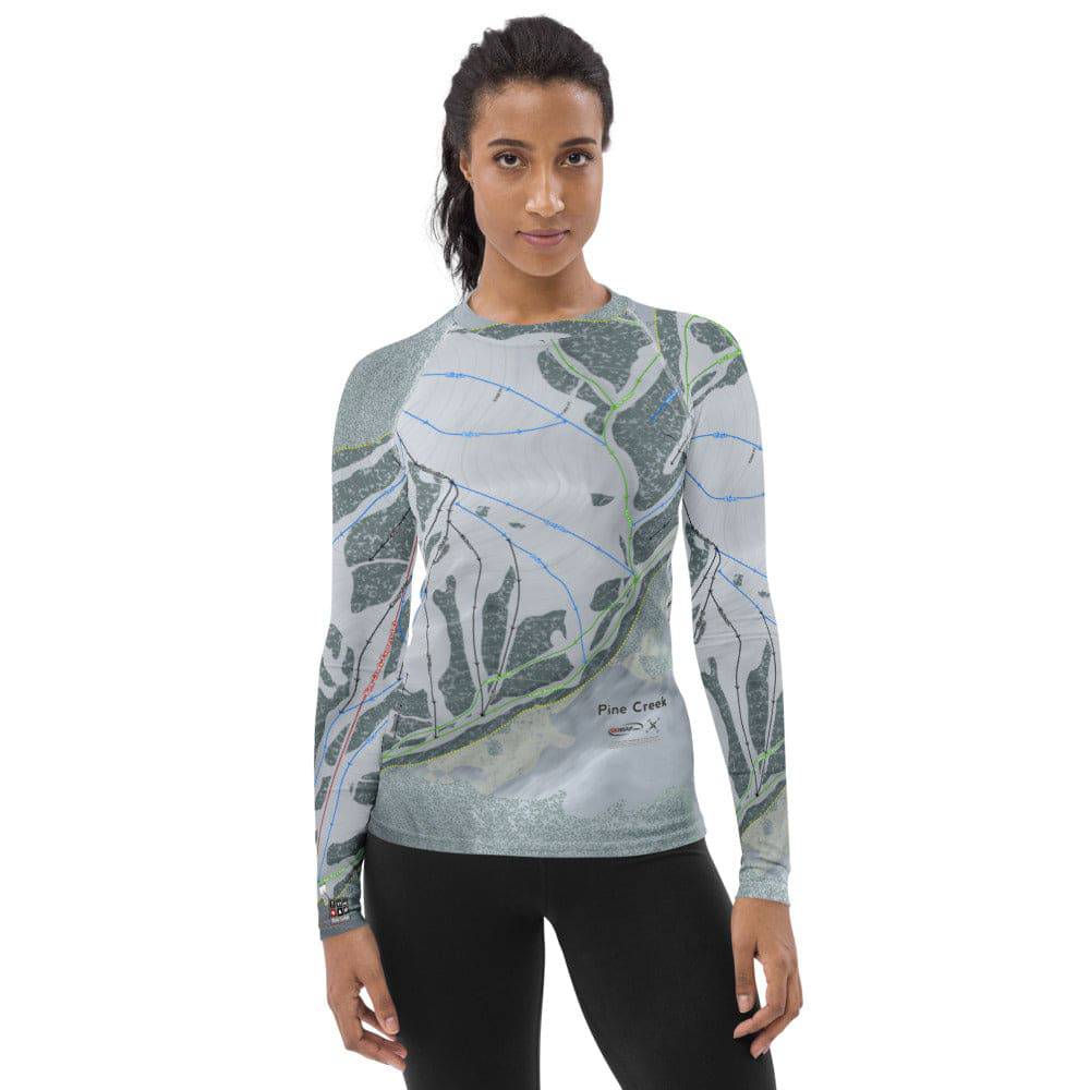Pine Creek, Wyoming Ski Trail Map Women's Base Layer Top