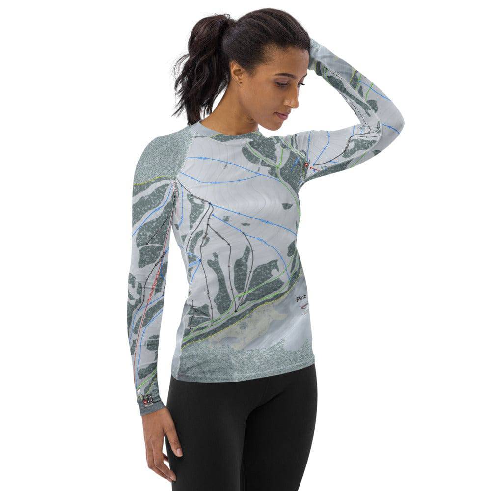 Pine Creek, Wyoming Ski Trail Map Women's Base Layer Top - Powderaddicts