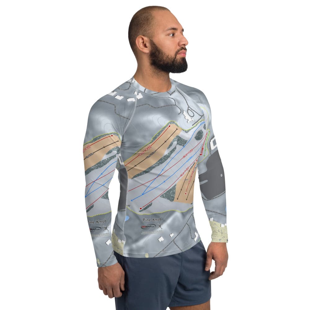Pine Knob, Michigan Ski Trail Map Men's Base Layer Top - Powderaddicts