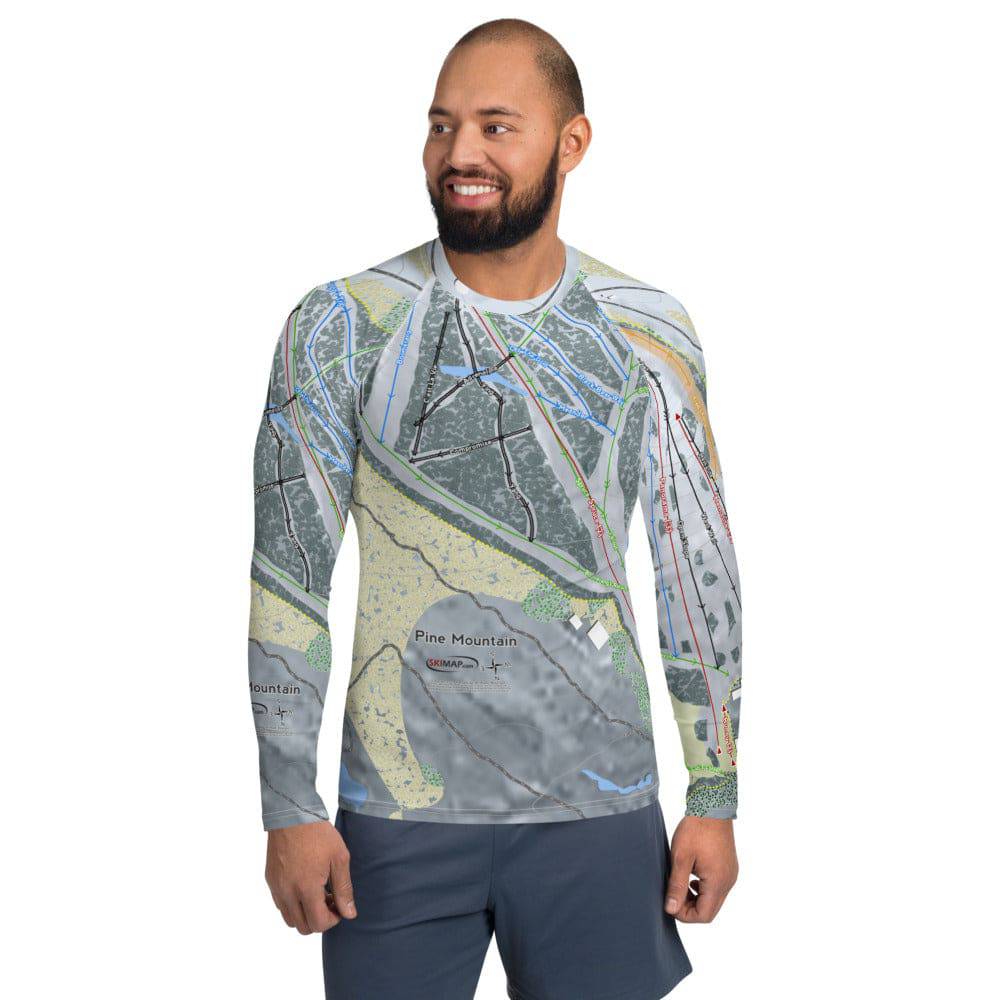 Pine Mountain, Michigan Ski Trail Map Men's Base Layer Top