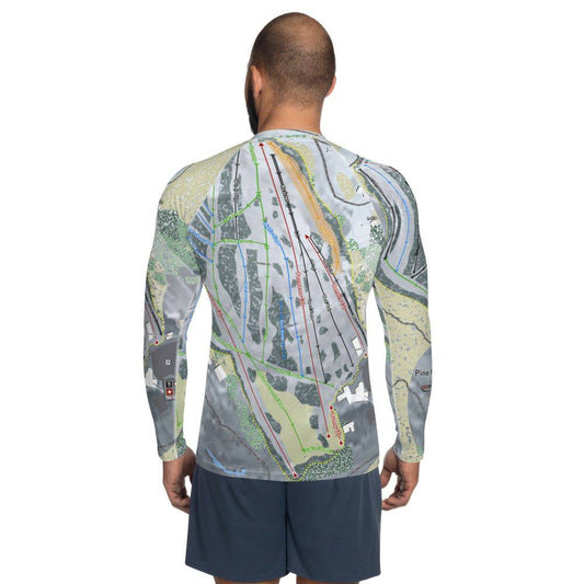 Pine Mountain, Michigan Ski Trail Map Men's Base Layer Top - Powderaddicts