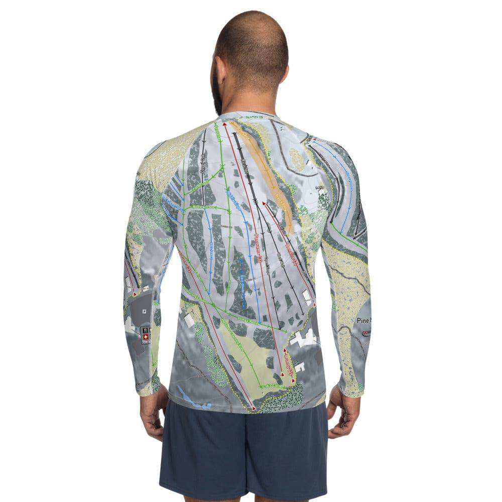 Pine Mountain, Michigan Ski Trail Map Men's Base Layer Top - Powderaddicts