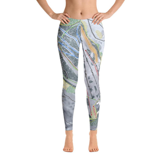 Pine Mountain, Michigan Ski Trail Map Women's Base Layer Bottom - Powderaddicts