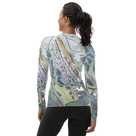 Pine Mountain, Michigan Ski Trail Map Women's Base Layer Top - Powderaddicts