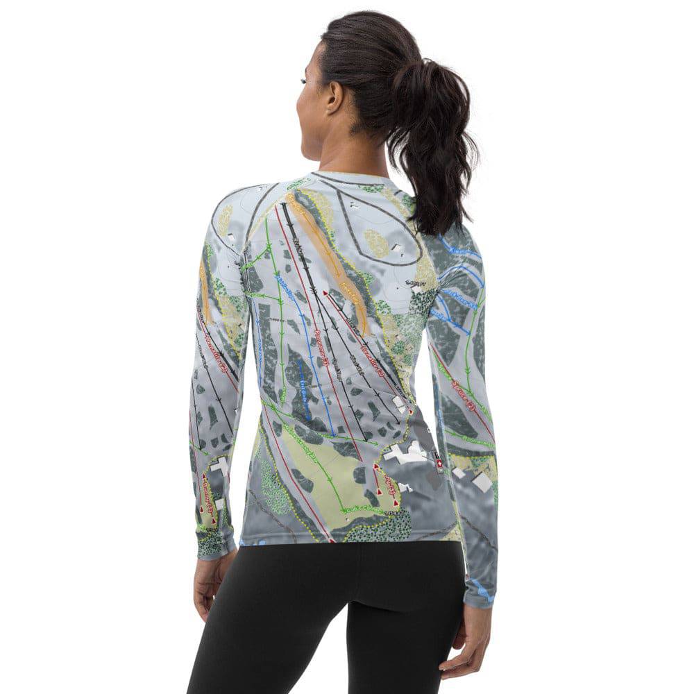 Pine Mountain, Michigan Ski Trail Map Women's Base Layer Top - Powderaddicts