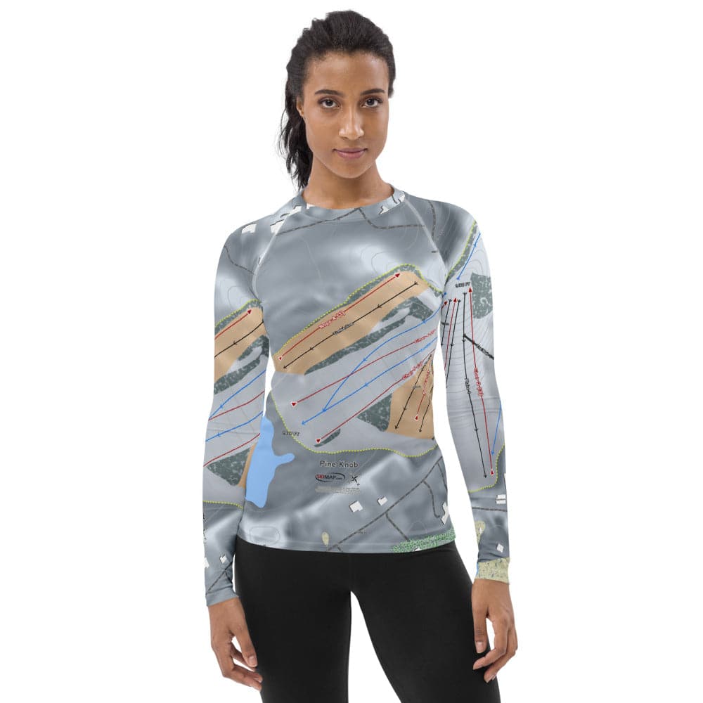 Pine Knob, Michigan Ski Trail Map Women's Base Layer Top
