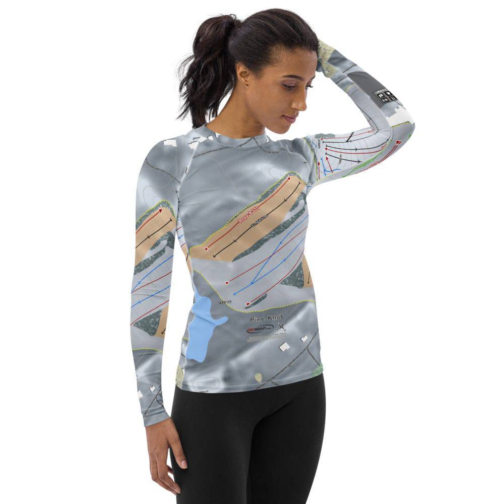 PineKnob, Michigan Ski Trail Map Women's Base Layer Top - Powderaddicts