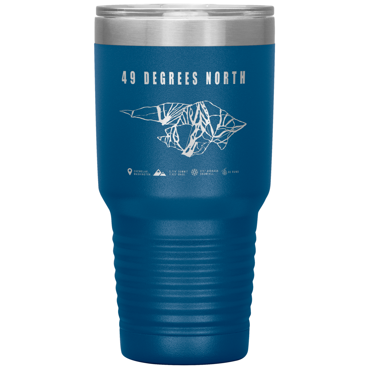49 Degrees North, Washington Ski Trail Map 30oz Tumbler - Powderaddicts