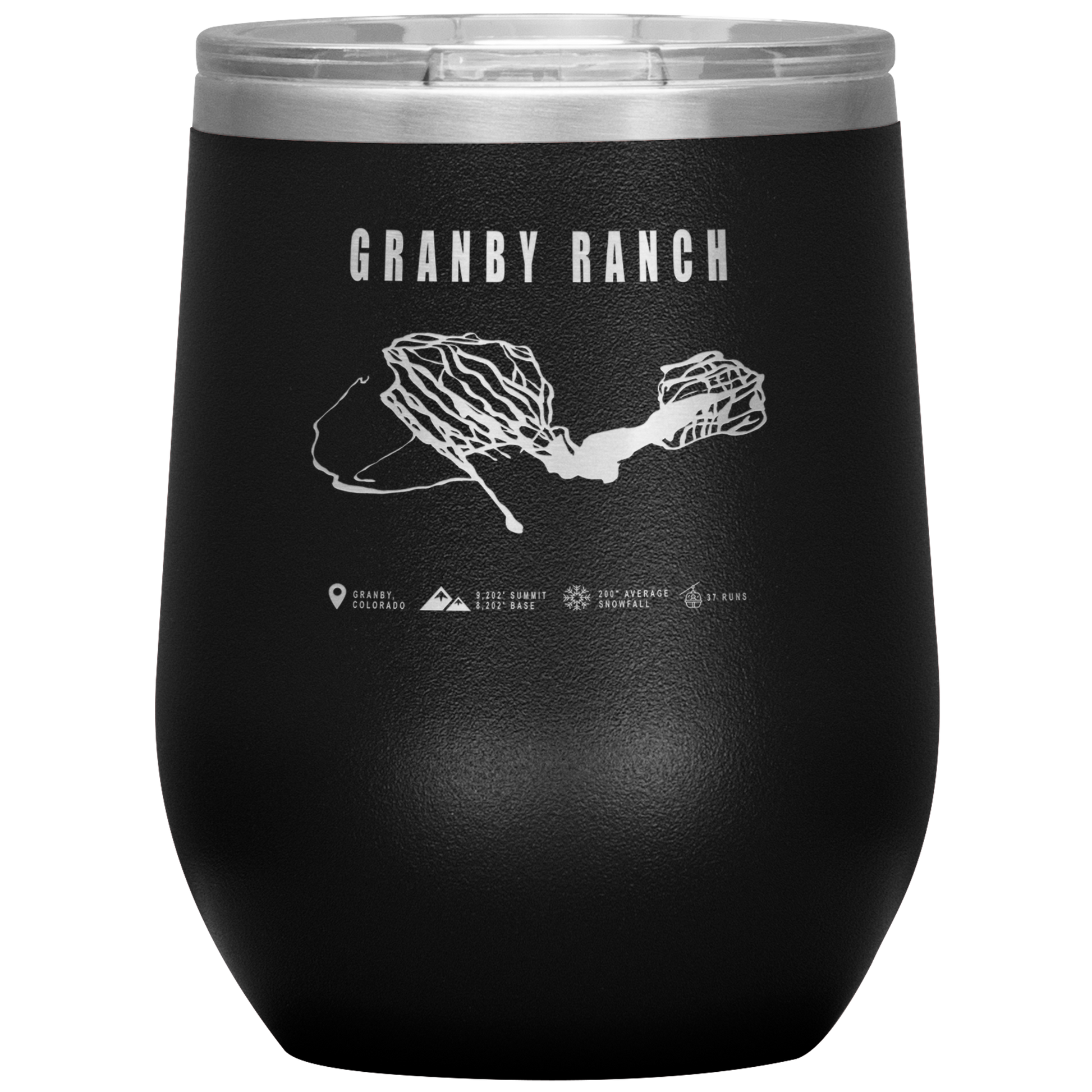 Granby Ranch Colorado Ski Trail Map Wine 12oz Tumbler - Powderaddicts