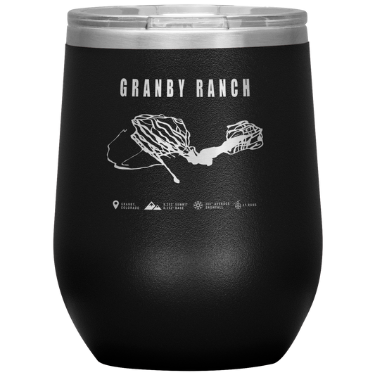Granby Ranch Colorado Ski Trail Map Wine 12oz Tumbler - Powderaddicts