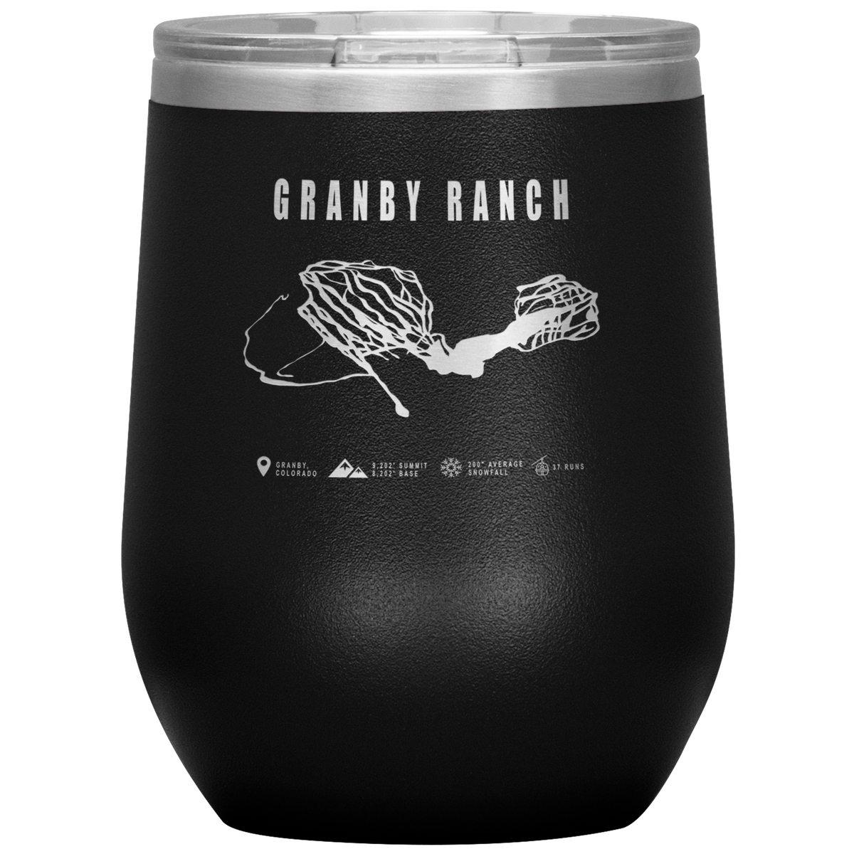 Granby Ranch Colorado Ski Trail Map Wine 12oz Tumbler - Powderaddicts