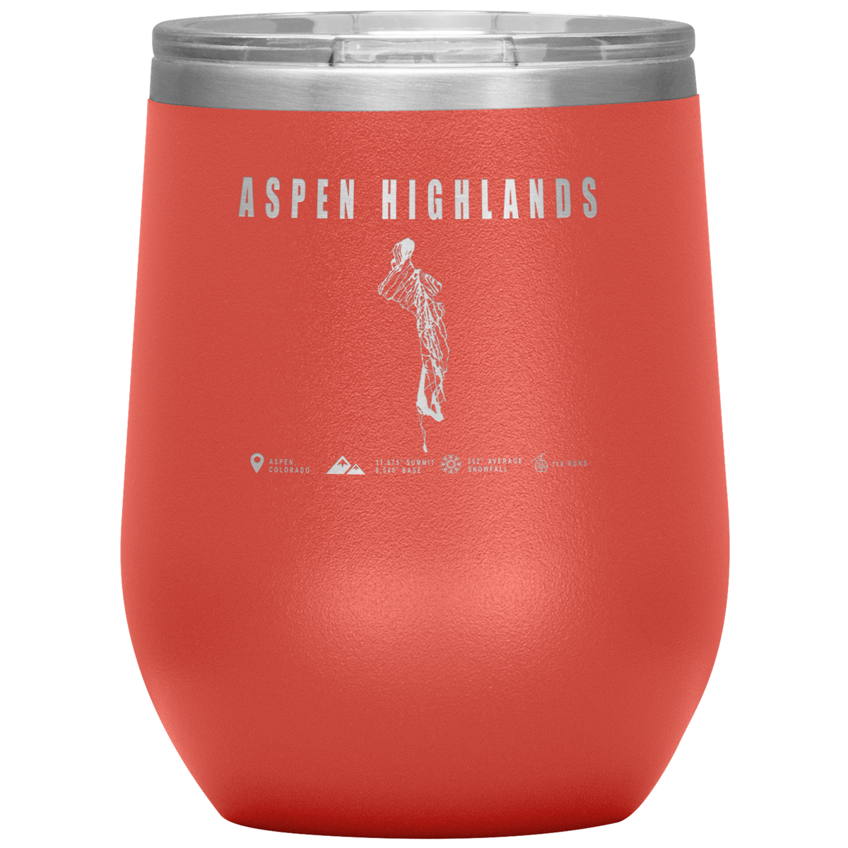 Aspen Highlands,Colorado Ski Resort Wine 12 oz Tumbler - Powderaddicts