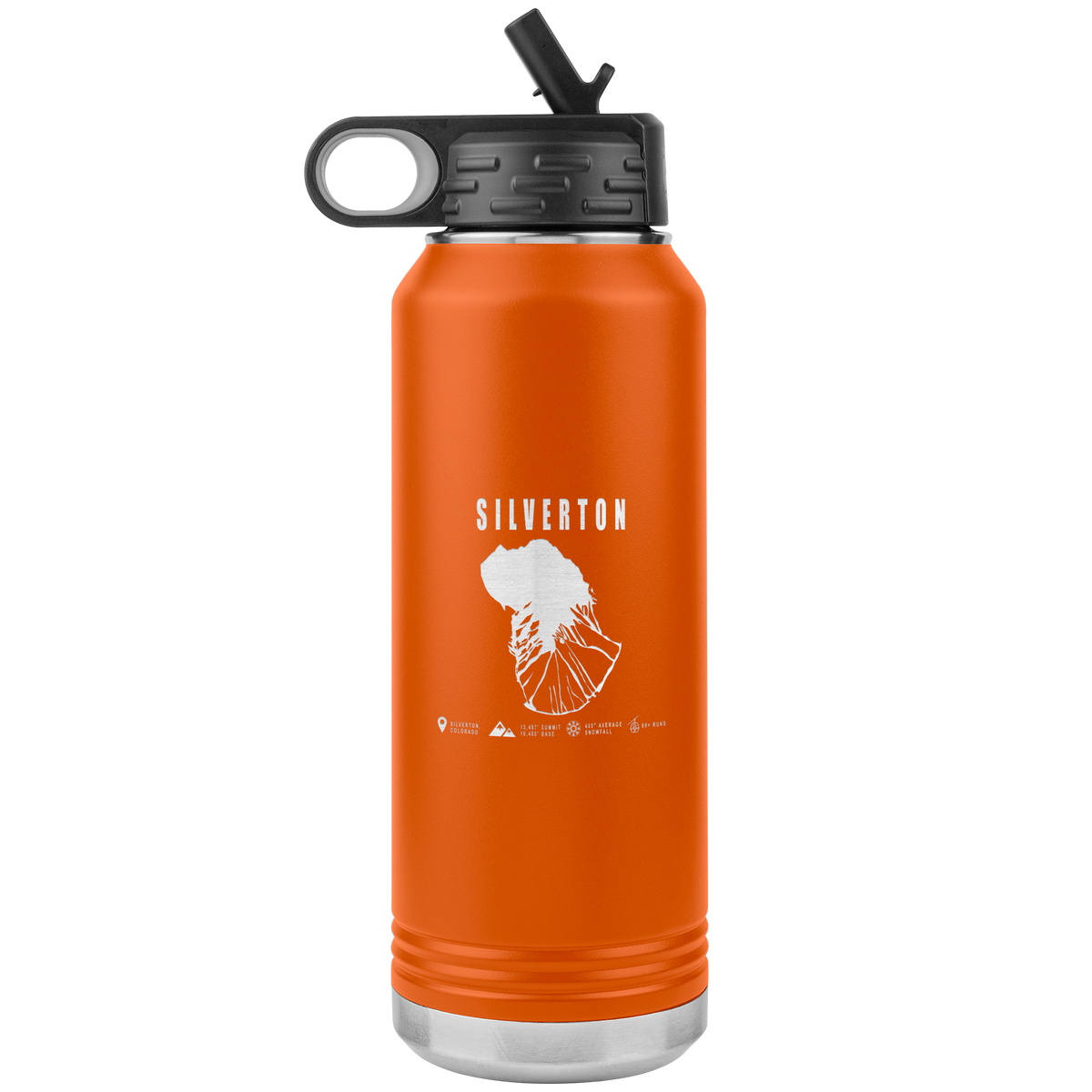 Silverton Colorado Ski Trail Map 32oz Water Bottle Tumbler - Powderaddicts