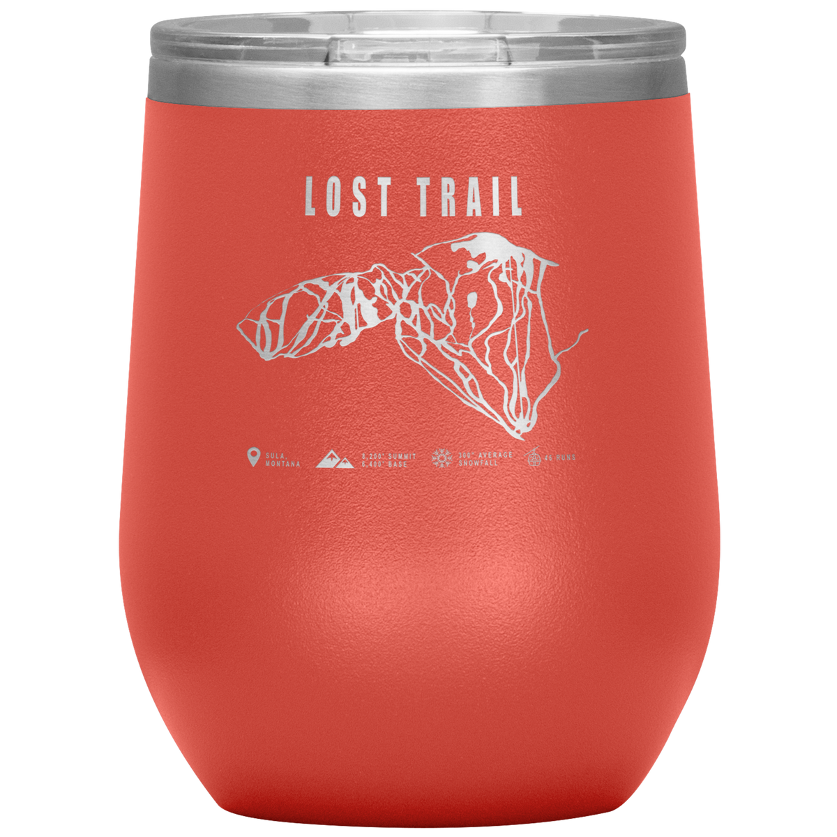 Lost Trail Montana Ski Trail Map Wine 12oz Tumbler - Powderaddicts