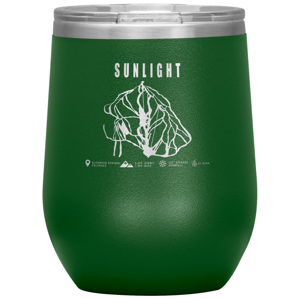 Sunlight Colorado Ski Trail Map Wine 12oz Tumbler - Powderaddicts