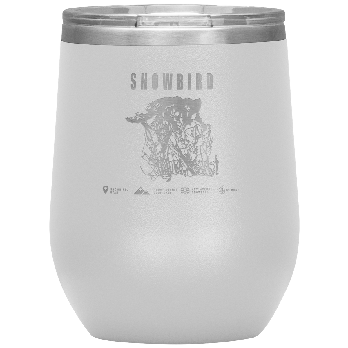 Snowbird,Utah Ski Trail Map Wine 12oz Tumbler - Powderaddicts