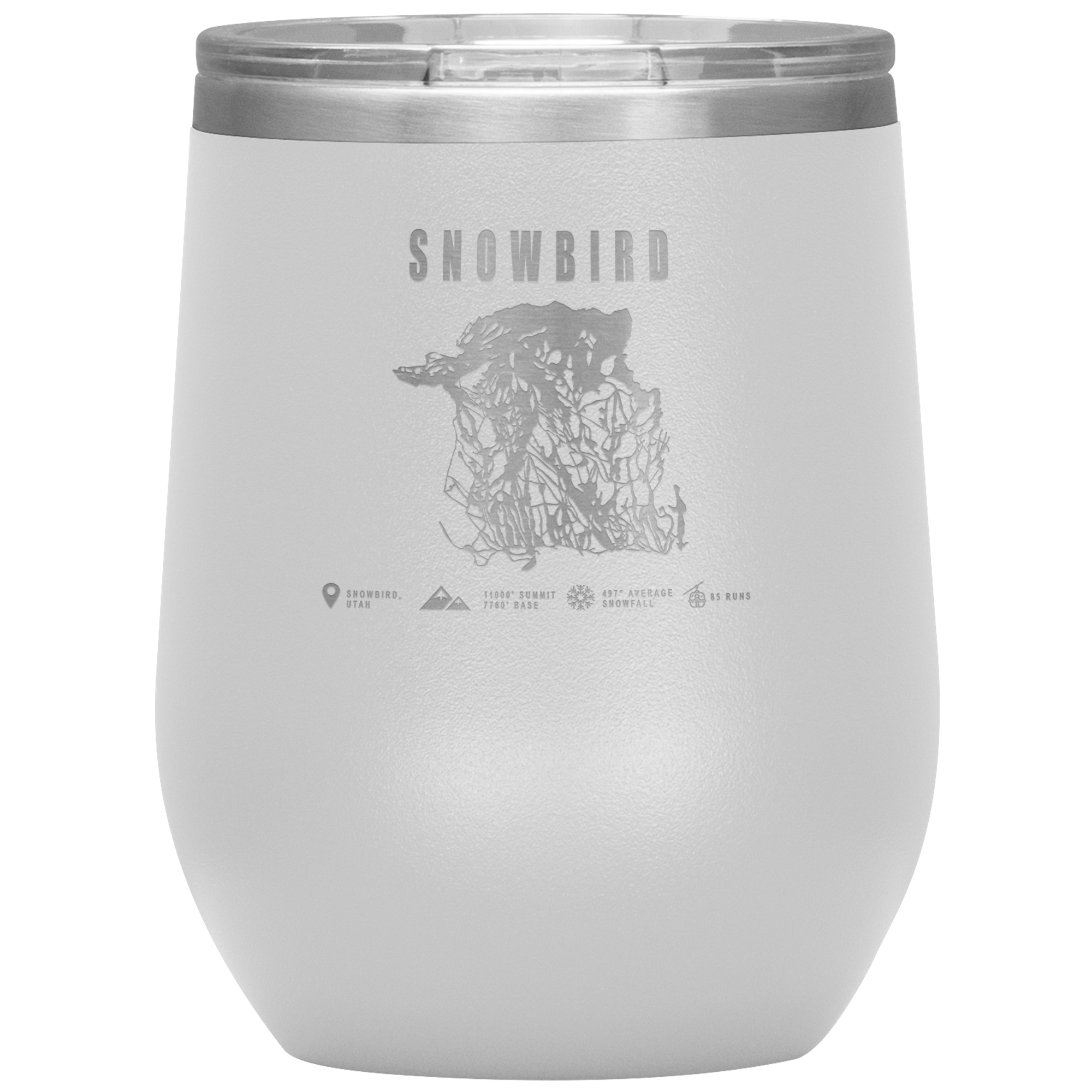 Snowbird,Utah Ski Trail Map Wine 12oz Tumbler - Powderaddicts