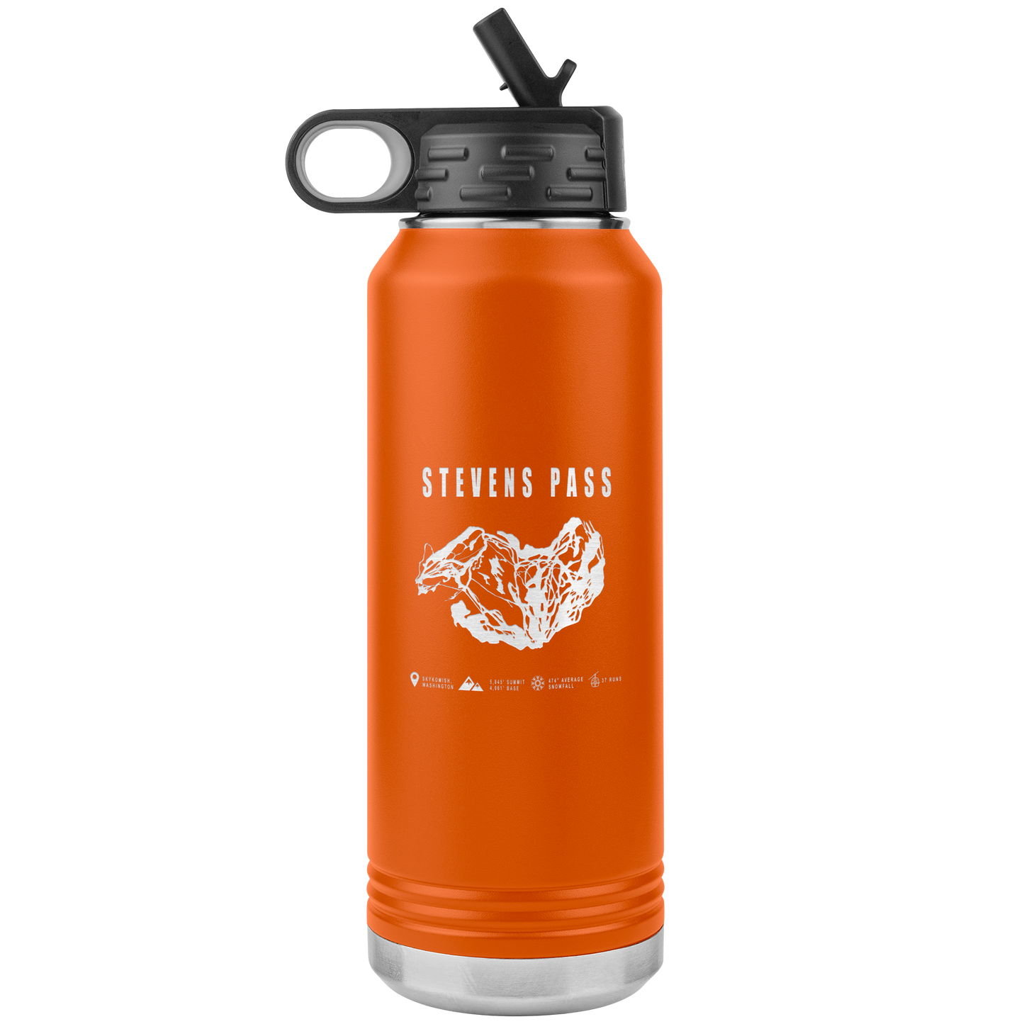 Stevens Pass, Washington Ski Trail Map 32oz Water Bottle Tumbler - Powderaddicts