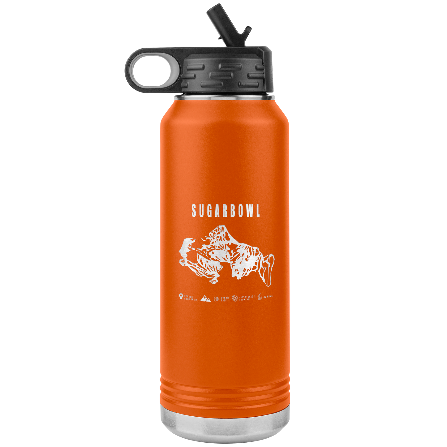 Sugarbowl, California Ski Trail Map 32oz Water Bottle Tumbler - Powderaddicts