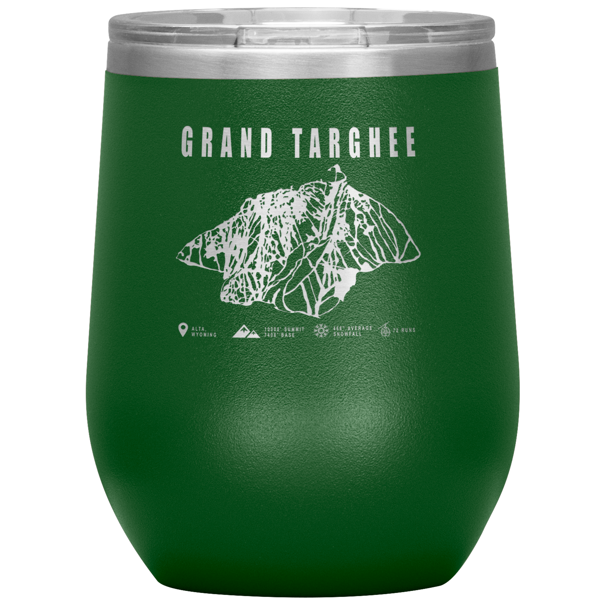 Grand Targhee Wyoming Ski Trail Map Wine 12oz Tumbler - Powderaddicts