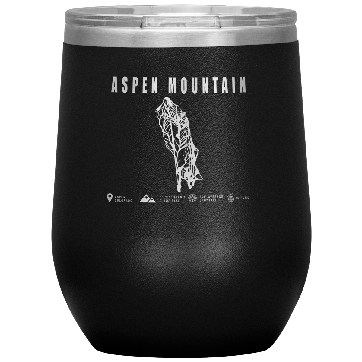 Aspen Mountain Colorado Ski Trail Map Wine 12oz Tumbler