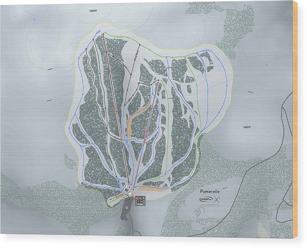 Pomerelle Ski Trail Map - Wood Print - Powderaddicts