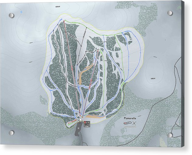 Pomerelle Ski Trail Map - Acrylic Print - Powderaddicts