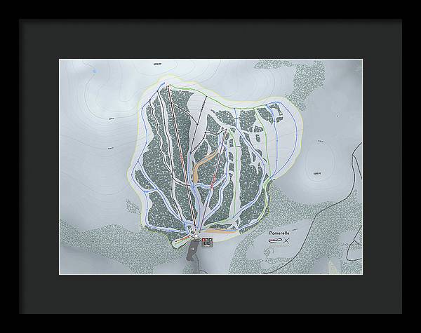 Pomerelle Ski Trail Map - Framed Print - Powderaddicts