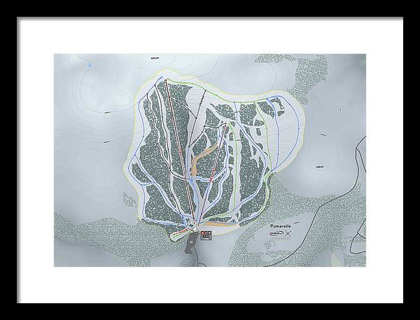 Pomerelle Ski Trail Map - Framed Print - Powderaddicts
