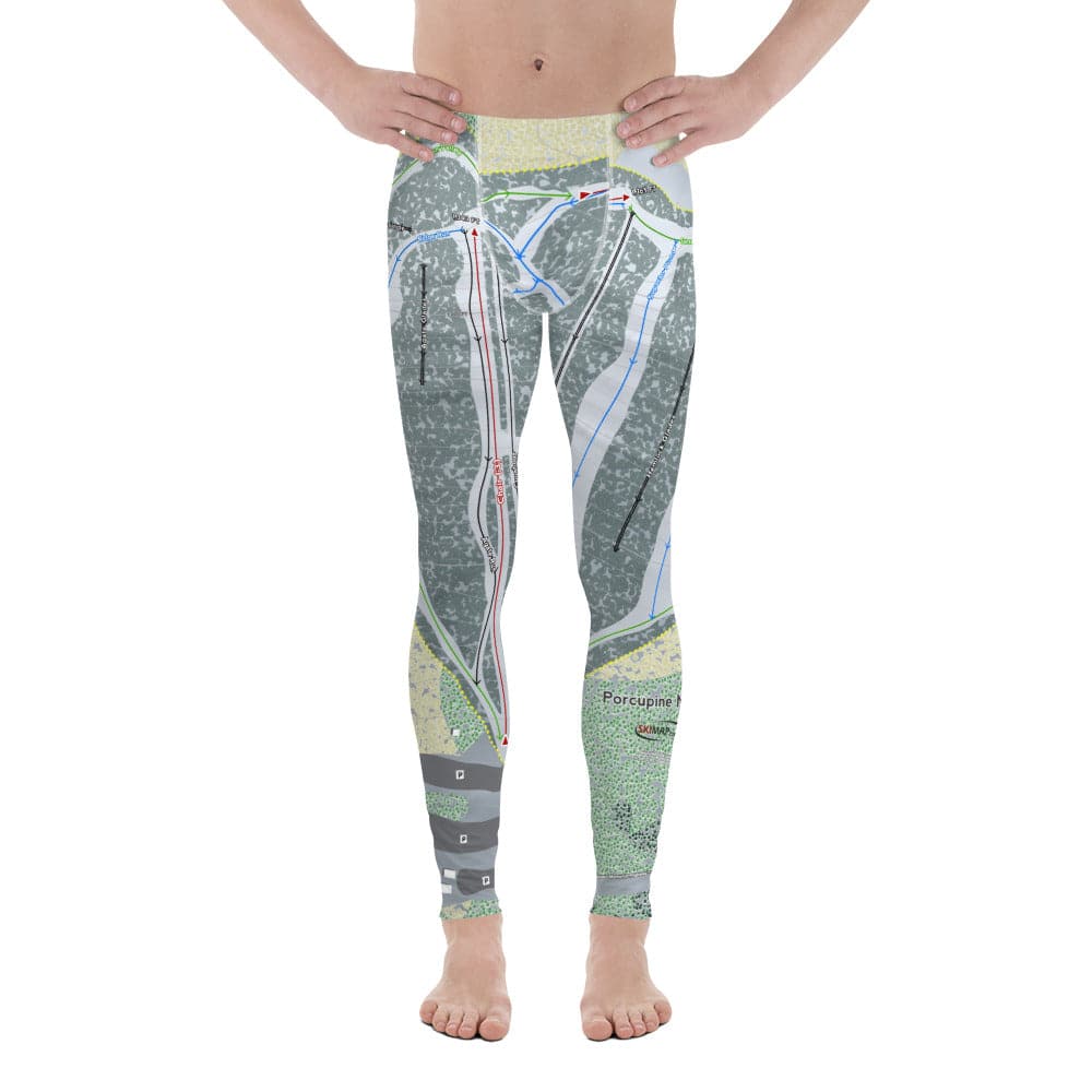 Porcupine Mountains, Michigan Ski Trail Map Men's Base Layer Bottom - Powderaddicts