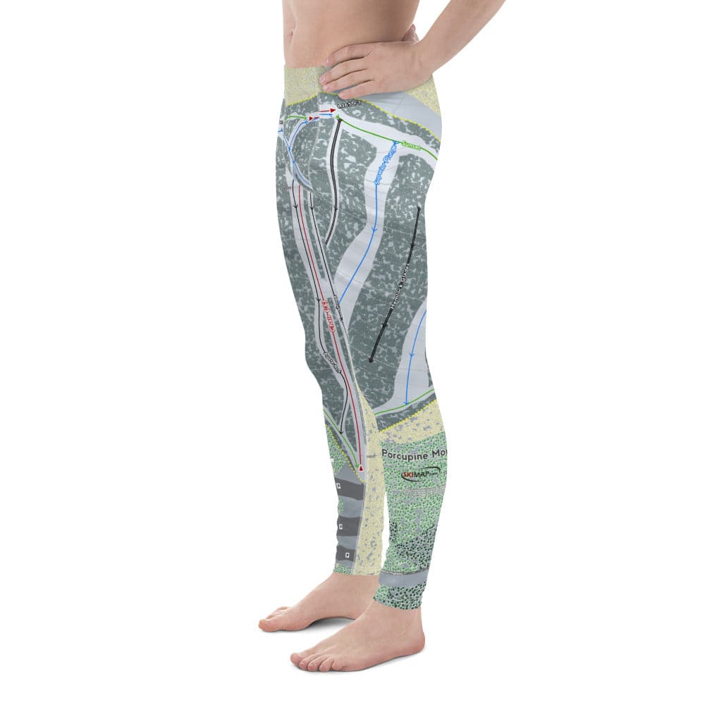 Porcupine Mountains, Michigan Ski Trail Map Men's Base Layer Bottom - Powderaddicts
