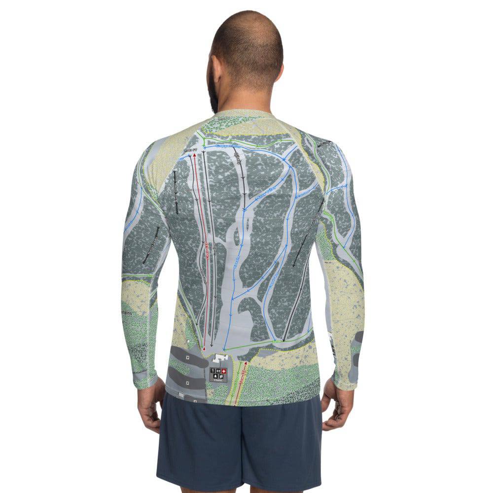 Porcupine Mountains, Michigan Ski Trail Map Men's Base Layer Top - Powderaddicts
