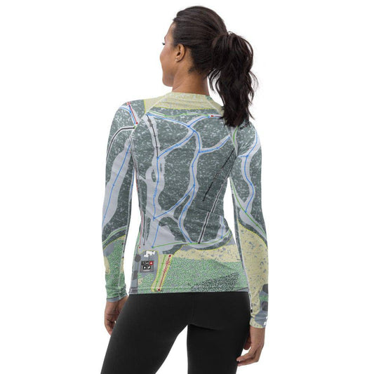 Porcupine Mountains, Michigan Ski Trail Map Women's Base Layer Top - Powderaddicts