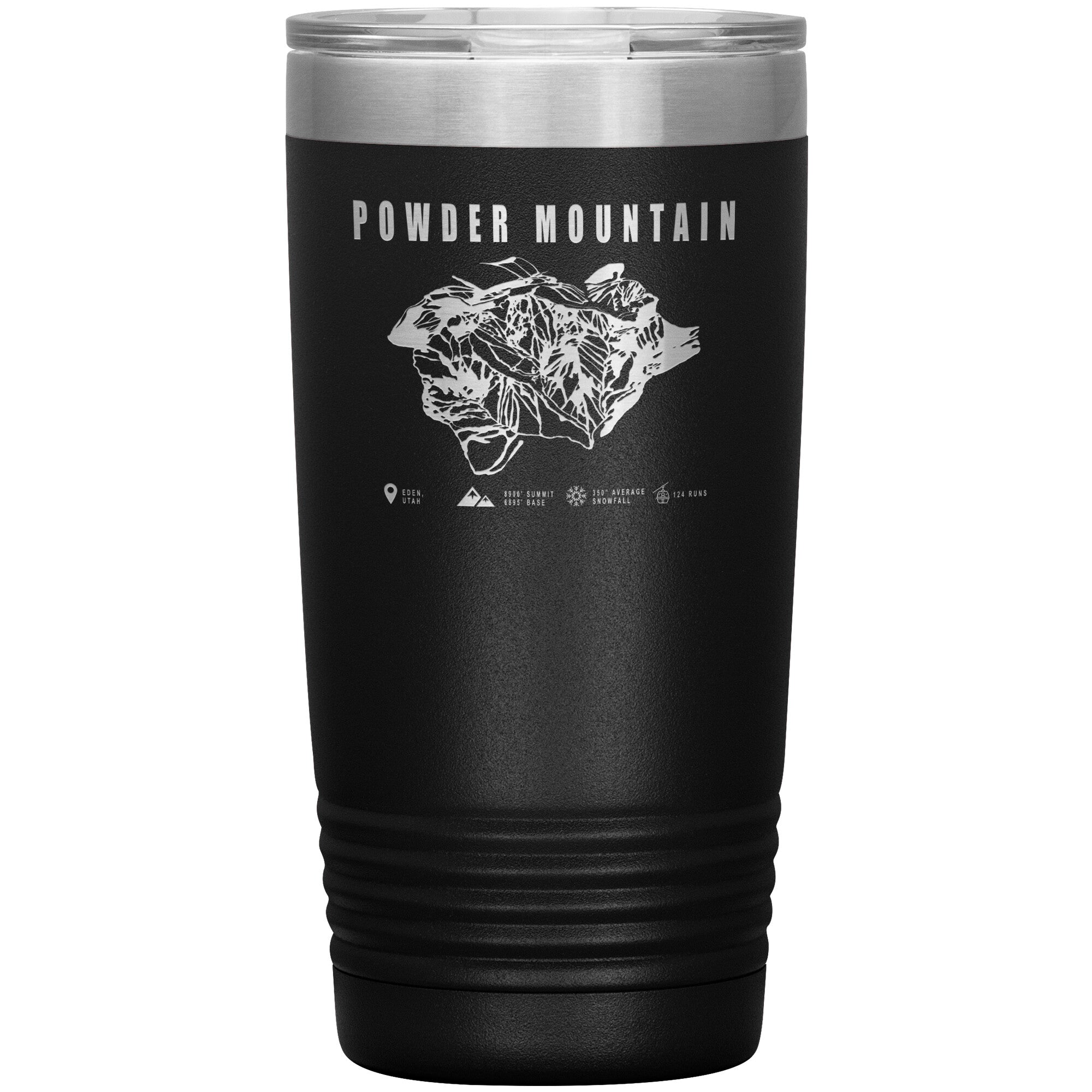 Powder Mountain, Utah Ski TrailMap 20oz Tumbler - Powderaddicts