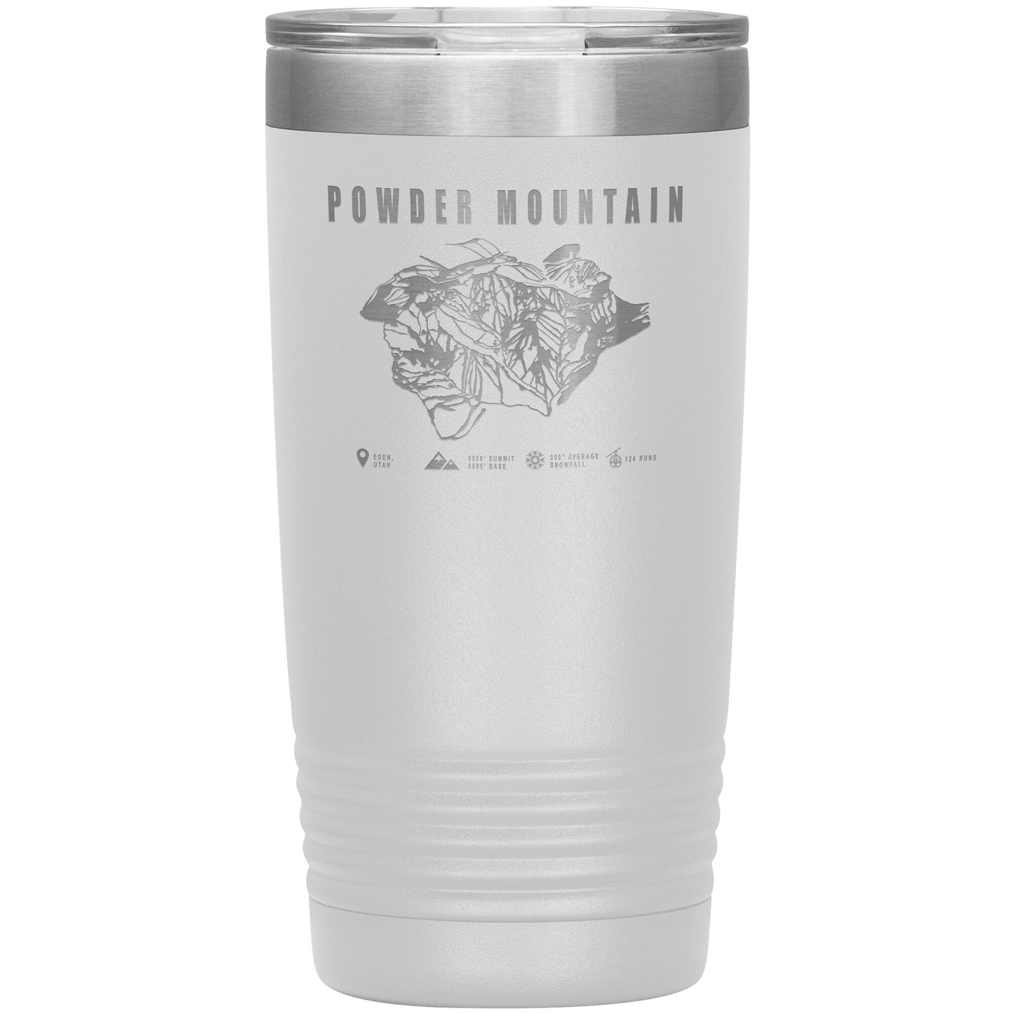 Powder Mountain, Utah Ski TrailMap 20oz Tumbler - Powderaddicts