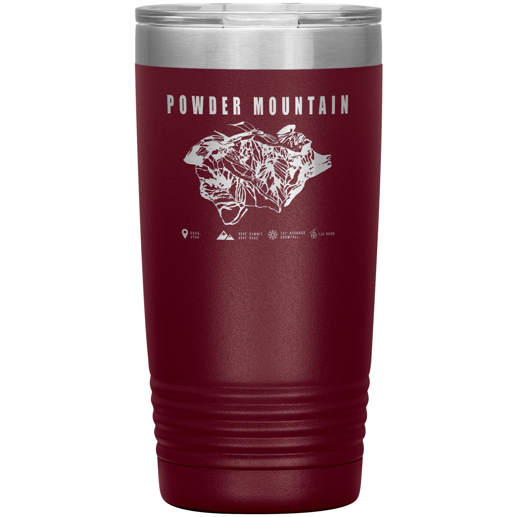 Powder Mountain, Utah Ski TrailMap 20oz Tumbler - Powderaddicts