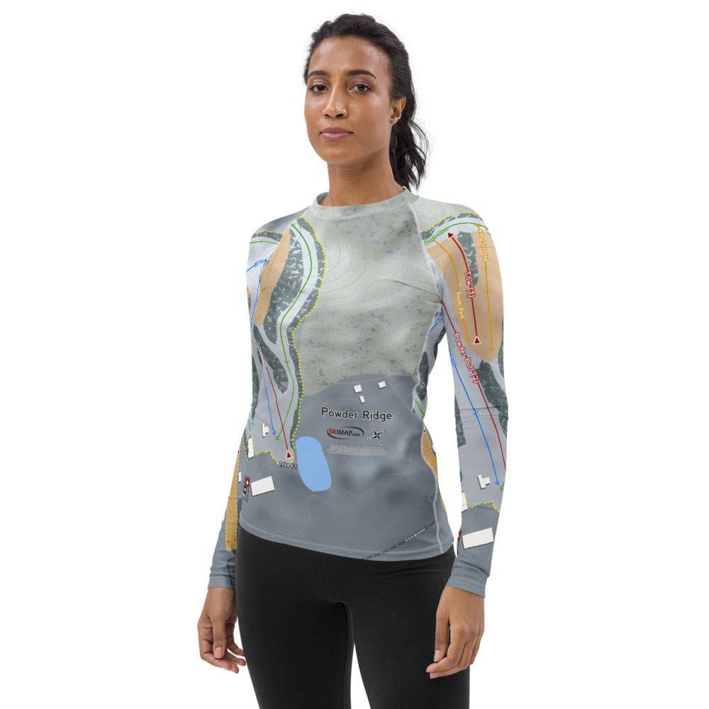 Powder Ridge, Connecticut Ski Trail Map Women's Base Layer Top - Powderaddicts