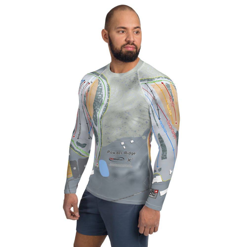 Powder Ridge, Minnesota Ski Trail Map Men's Base Layer Top - Powderaddicts
