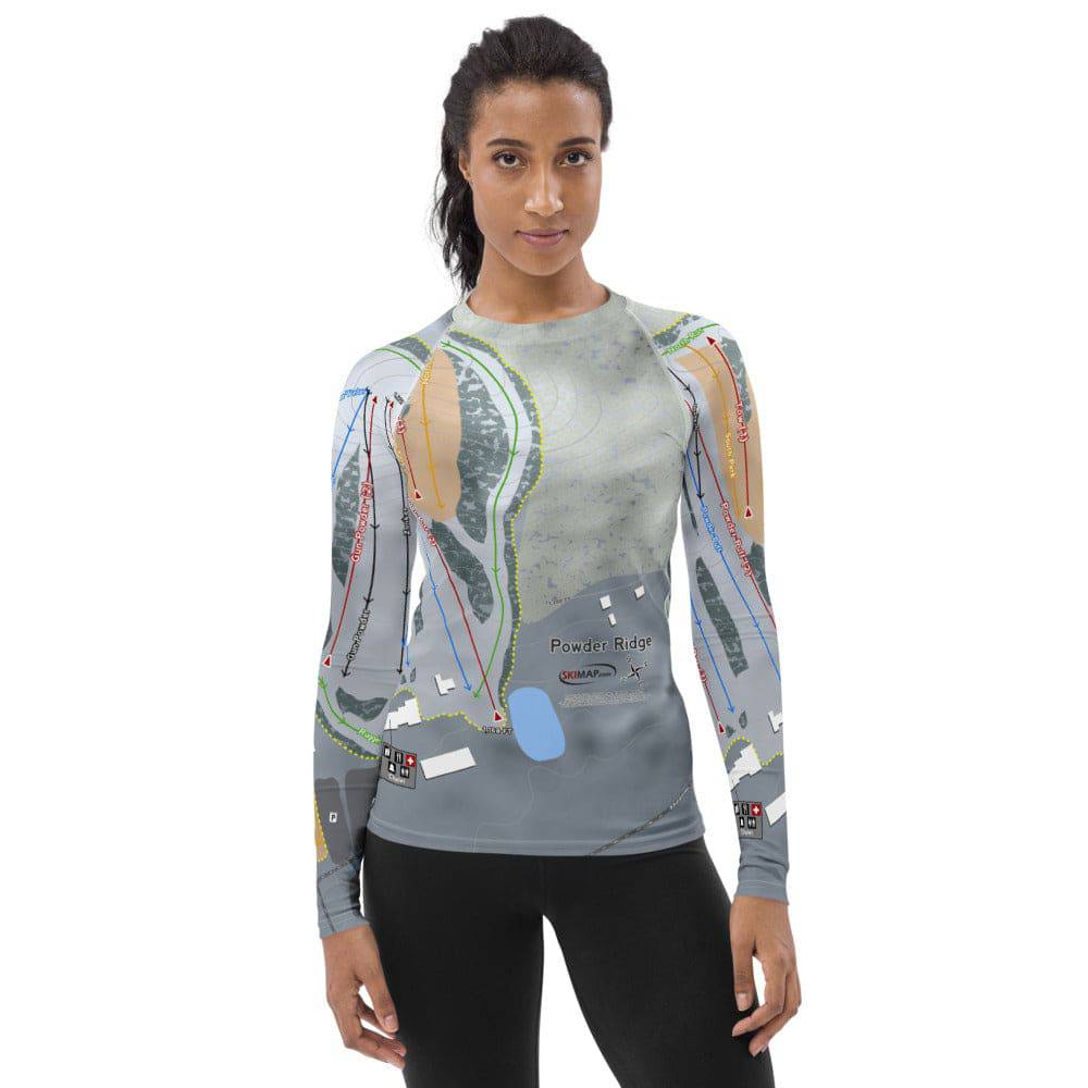 Powder Ridge, Minnesota Ski Trail Map Women's Base Layer Top - Powderaddicts