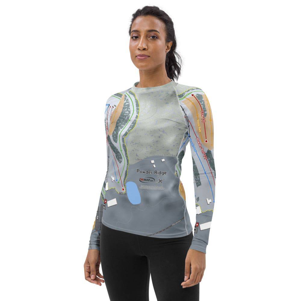 Powder Ridge, Minnesota Ski Trail Map Women's Base Layer Top - Powderaddicts